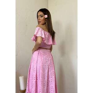 Ensemble 2 pièces Gipel rose en gros, short au-dessus du genou pour tenues de bureau été et automne - Product Image 1