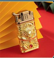 Briquet à gaz de luxe Dragon 2024, double flamme moderne, coupe-vent, durable, en alliage de zinc, écologique, portable, cadeaux d'affaires