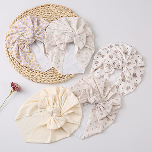 Gorro de punto elástico <span class=keywords><strong>con</strong></span> lazo grande y estampado floral, <span class=keywords><strong>turbante</strong></span> acanalado <span class=keywords><strong>para</strong></span> bebé, gorro <span class=keywords><strong>con</strong></span> lazo arrugado <span class=keywords><strong>para</strong></span> bebé - Product Image 5