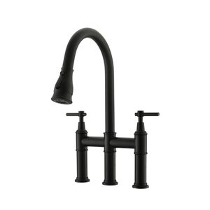 Grifo de Cocina DB Moderno de 8 Pulgadas con Doble Manija, Acabado Níquel Cepillado, Montaje en Encimera, Rociador Extraíble de Acero Inoxidable - Product Image 1