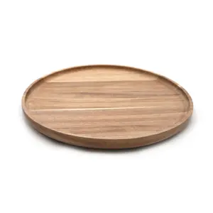 Hochwertiges rundes Tablett aus Bambus holz Set Verschiedene Größen Serviert ablett Großhändler Direkt versorgung Lebensmittels chale