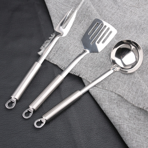 DFT55 Cuchara espumadera de cocina con mango plano y pequeña abertura, tenedor para carne y sopa, utensilio doméstico para cocinar - Product Image 1