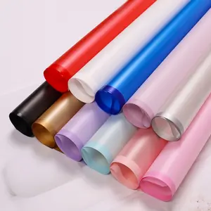 wholesale 58*58cm colorful golden edge Flower wrapping paper waterproof florist paper plastic wrapping film for flower