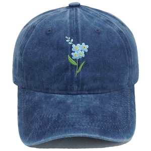 Nuovo Cappellino da Baseball Vintage Ricamato con Piccoli Fiori Blu Non-Ti-Scordar-Di-Me, Fresco e Semplice, da Donna, Casual - Product Image 3