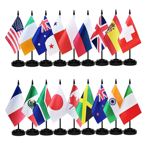 Оптовая продажа водонепроницаемый полиэстер Печатный рекламный офисный настольный флаг с пластиковым флагштоком стенд Конференц-мини Настольный флаг - Product Image 1