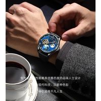 Montre mécanique pour homme, étanche 3 ATM, affichage soleil/lune, 40 mm, bracelet en cuir, alliage, verre minéral, montre-bracelet de luxe élégante