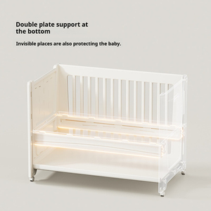 Lit bébé multifonctionnel portable haut de gamme <span class=keywords><strong>avec</strong></span> <span class=keywords><strong>roulettes</strong></span>, <span class=keywords><strong>roulettes</strong></span> silencieuses verrouillables, gain de place, rangement, mobilier de chambre d'enfant - Product Image 4