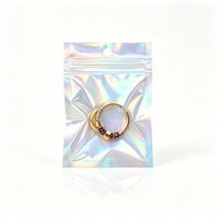 Sachet refermable PE mat avec fenêtre transparente et trou de suspension, étanche, pour petits articles, vente en gros, marquage à chaud