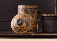 Mug à café en céramique Dragon violet, rétro, fait main, 400 ml, avec couvercle et filtre, en gros, en stock, idéal comme cadeau