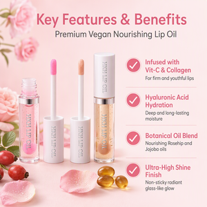 Aceite Labial Vegano de Marca Privada HKH con Vitamina C, Colágeno, Ácido Hialurónico, Jojoba y Rosa Mosqueta, Humectante Nutritivo, Voluminizador e Iluminador - Product Image 2