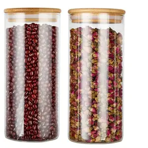 950ml Glas-Lebensmittel behälter mit luftdichten Bambus deckeln Küchen glasbehälter für Kaffee, Mehl, Zucker, Süßigkeiten