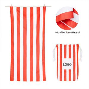 Turkish <b>Pink</b> and White Striped Lounge Chair Cover Beach Towel - Product Image 3