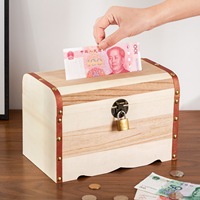 Tirelire en bois rétro, boîte de rangement sécurisée pour pièces de monnaie, coffre au trésor en bois de style antique pour économiser de l'argent et organiser les bijoux