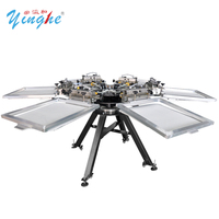 Yinghe New stand 4 6 colores 6 estaciones Máquina automática de serigrafía de camisetas Impresión automática de carrusel con secador flash
