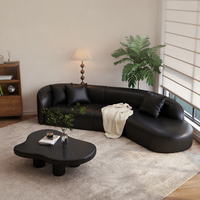 Canapé une place noir style rétro avec rembourrage en éponge, design incurvé pour petit appartement, bureau, réception et espace de réunion