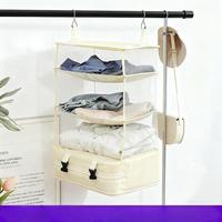 Sac de rangement à trois couches pour vêtements, organisateur de voyage suspendu, étagères suspendues, sac de rangement pour armoire
