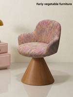 Nouvelle Chaise de Maquillage Pivotante en Bois, Style Minimaliste et Luxe Léger, pour Chambre à Coucher et Salon, Mobilier de Coiffeuse Sabi Wabi