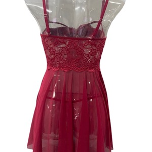 Ensemble de lingerie sexy de style européen et américain, nuisette en dentelle et résille avec nœud, comprenant un string sexy en dentelle - Product Image 5
