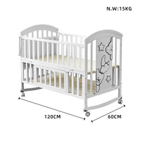 Juego de Ropa de Cama Multifuncional para Recién Nacidos, Cuna de Madera para Bebés con Mosquitero