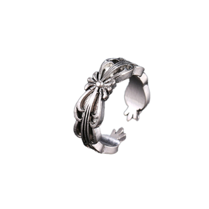 Bague en acier inoxydable plaqué argent de style européen américain, forme de cœur classique, ouverture en zircon, pour mariage, fiançailles, fête - Product Image 1