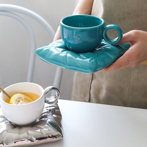 <span class=keywords><strong>Tasse</strong></span> à thé et soucoupe en céramique Macaron créative, style nordique, avec sous-<span class=keywords><strong>tasse</strong></span> coussin - Product Image 4