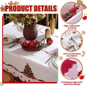 Snowflake Christmas Tablecloth Waterproof <b>Table</b> <b>Cover</b> for Dining Room Kitchen Holiday Party Decoration - Product Image 3