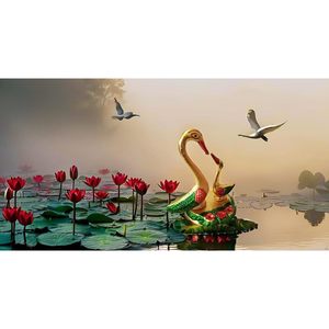 PARIJAT HANDICRAFT Aluminium Paire Kissing Duck Statue Multicolore Peint Vastu Sculpture Décorative pour Maison Bureau Table Bureau - Product Image 4