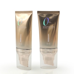 Tube en plastique et aluminium vide personnalisé de 50 ml avec pompe, capuchon doré électroplaqué pour soins de la peau - Tube d'emballage pour crème pour les mains à presser - Product Image 5