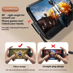 90-độ Angled nylon <span class=keywords><strong>b</strong></span>ện <span class=keywords><strong>USB</strong></span>-C <span class=keywords><strong>USB</strong></span>-C Cáp dữ liệu nhanh chóng sạc 3A tương thích IOS điện thoại di động xe ô tô ngân hàng điện máy tính - Product Image 3