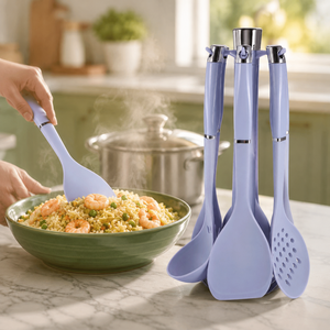 Juego de Utensilios de Cocina de Silicona de Grado Alimenticio de 7 Piezas, Color Morado, con Soporte Giratorio, Venta al Por Mayor - Product Image 2
