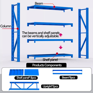 Étagère de rangement à 4/5 niveaux Étagère à usage moyen Étagères d'entrepôt en acier Étagère en métal réglable 200kg Assemblage relevable Étagère sans boulon - Product Image 3