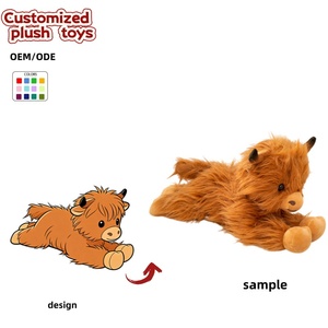 Peluche de Vaca Highland Personalizado - Muñeco de Vaca Highland Personalizable OEM/ODM, Peluche de Animal de Granja Suave para Regalos - Product Image 1
