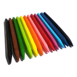 12 colores personalizados lápiz caja de plástico embalaje cera crayón personalizado color crayón conjunto con caja de papel