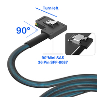 Câble de dérivation 90° gauche Mini SAS 36 broches SFF-8087 vers 4x SATA 3.0 6 Gbit/s pour serveur, câble de données interne SSD/HDD en nylon