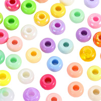 Perles en acrylique de 14 mm de marque QC Yiwu, plaquées couleur, à grand trou, perles lâches, accessoires de bijoux DIY, séparateurs de perles faits à la main