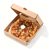 Boîte à pizza en kraft écologique recyclable, boîte en papier alimentaire jetable avec impression de dessin animé personnalisée pour la livraison de pizzas