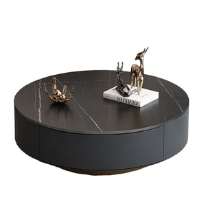 Tavolino da Caffè Rotondo in <span class=keywords><strong>Pietra</strong></span> Sinterizzata Nera di Lusso BOTON STONE dal Design Moderno Personalizzato per Soggiorno - Product Image 1