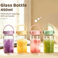 Nouvelle tasse portable en verre borosilicate de 450 ml avec poignée, couleur macaron, pour cadeau promotionnel