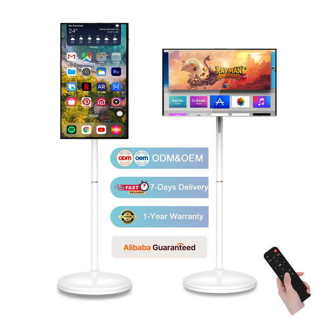 32-Inch Smart LED TV with Android OS LED Backlight HDTV Definition White Cabinet Built-In Home Audio