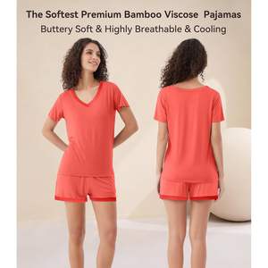 Ensemble de pyjama en viscose de bambou pour femmes, manches courtes, vêtements de nuit, taille plus, S-4X, pyjama d'été rafraîchissant - Product Image 5