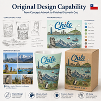 Mug à café en céramique souvenir touristique du Chili, impression intégrale, design Statue Moai de l'Île de Pâques, sans BPA, sans danger pour les aliments, pour la vente en gros OEM/ODM