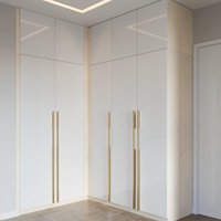 Armoire de chambre haut de gamme sur mesure, pliable et extensible, blanche brillante avec coiffeuse et éclairage LED pour maison moderne