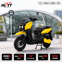 Moto électrique à batterie lithium CE 2000W 72V, vitesse maximale de 45 mph, charge maximale élevée, scooter électrique de course OEM ODM
