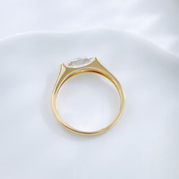 Anelli di Fidanzamento Minimalisti alla Moda, Semplici e Freschi, con 2 Punte, Gambo Dritto, Diamante da Laboratorio Marquise in Oro Giallo 18K, Squisiti per Donne