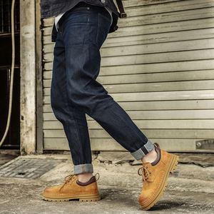 Men's Work <b>Boots</b> 2025 <b>Spring</b> New Arrivals, High-quality Low-top Yellow <b>Boots</b>, First-layer Pigskin Retro Chunky Sole Casual Shoes - Product Image 4