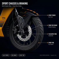 Nouveau Scooter à Essence 50CC Tendance 2026 Jaune & Noir Euro 5 avec Démarrage sans Clé Certifié DOT/EPA Freins à Disque