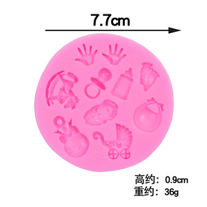 Molde de silicona de la serie Baby para pie Palma Biberón para Fondant Clay y Chocolate Cake Decorating Baby Memorial Theme - Product Image 2