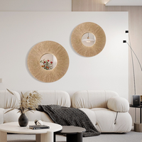 Meilleures ventes de miroirs de maquillage en rotin au design élégant suspendus au mur, faits à la main