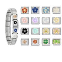 Groothandel Italiaanse Charm Armband Bloem Charm Armband Schakel RVS Y2K Sieraden voor Vrouwen Valentijnsdag DIY Cadeaus