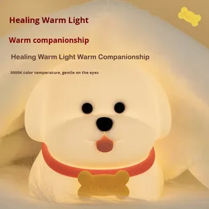 Luz de noche de perro de silicona bonita transfronteriza, lámpara de noche de ilusión colorida alimentada por LED con temporizador de grifo, compañero de sueño para dormitorio - Product Image 3